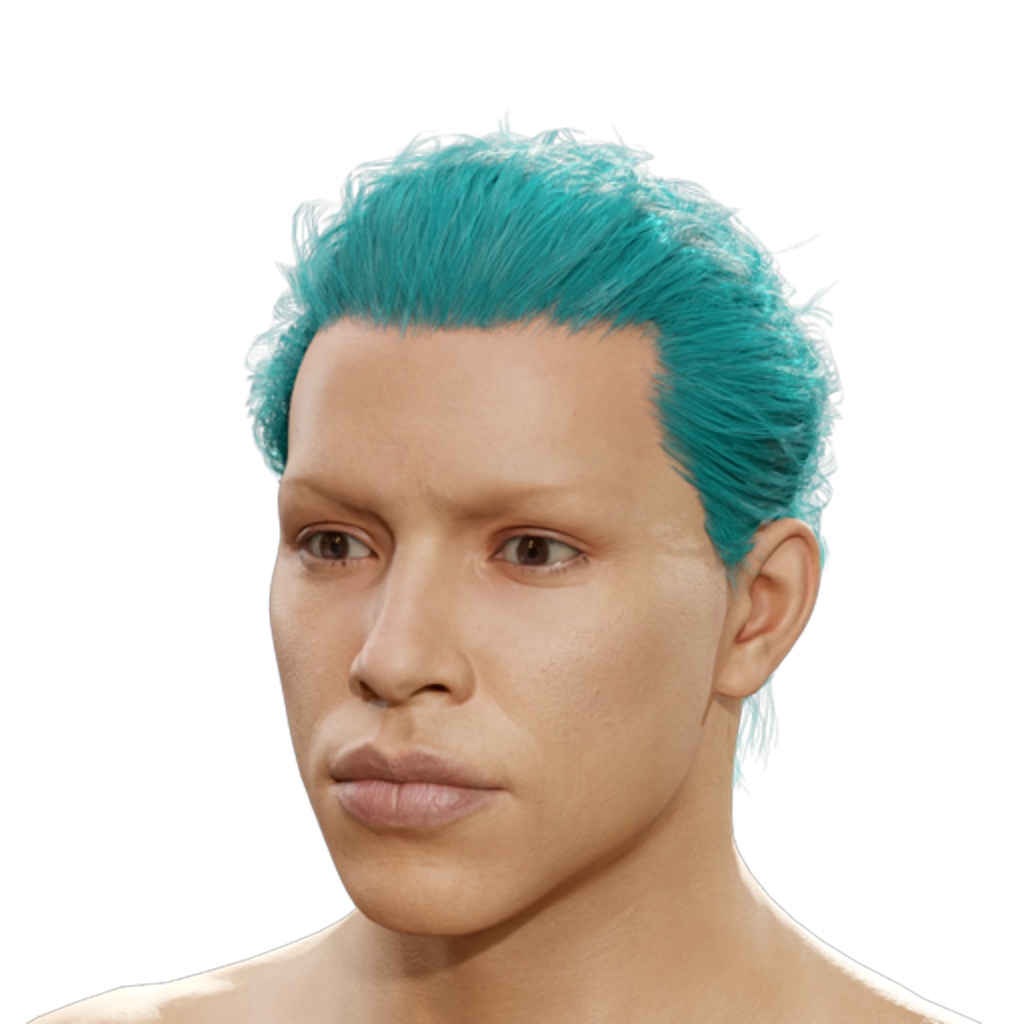 Man Bun Haircut - Cyan